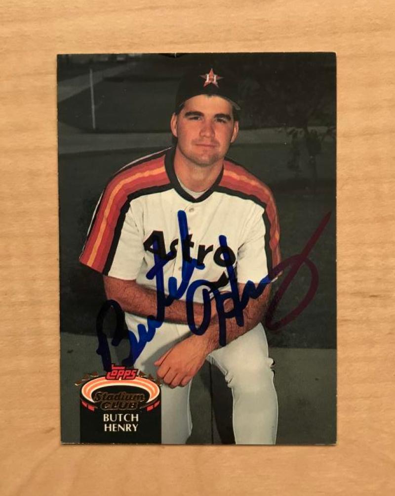 BUTCH HENRY HOUSTON ASTROS SIGNED 1992 TOPPS STADIUM CLUB CARD #742 W/COA