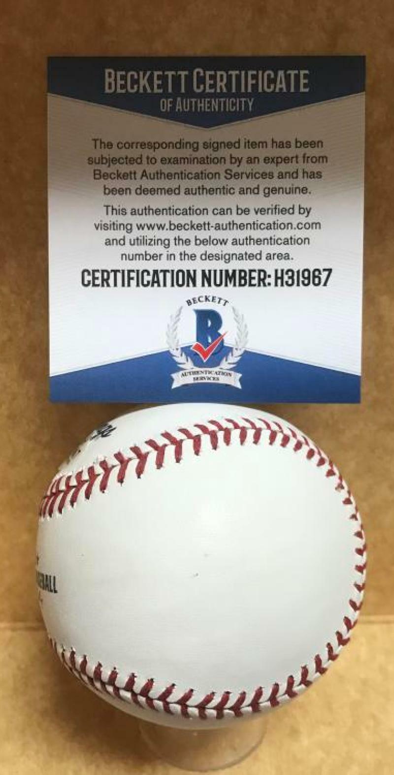 MIKE DE LA HOZ MILWAUKEE BRAVES 1964-65 SIGNED AUTO M.L. BASEBALL BECKETT H31967