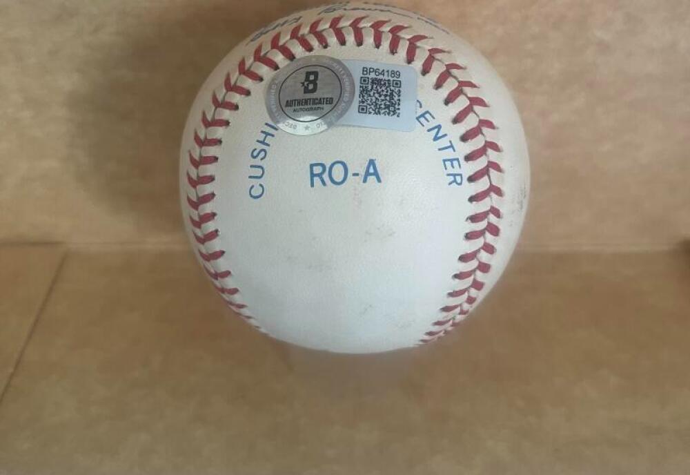 BRET SABERHAGEN ROYALS TONING SIGNED AUTOGRAPHED A.L. BASEBALL BECKETT AUTH