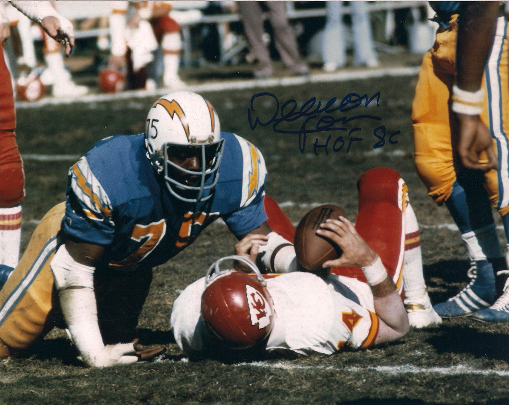 DEACON JONES HOF 80 SAN DIEGO CHARGERS AUTOGRAPHED SIGNED 8X10 PHOTO W/COA
