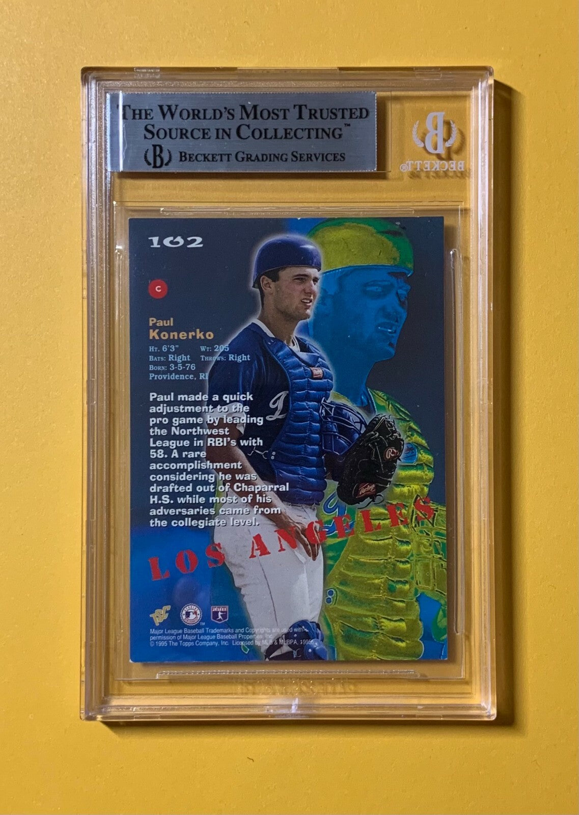 1995 STADIUM CLUB PAUL KONERKO DODGERS BECKETT AUTHENTIC AUTOGRAPH ROOKIE 