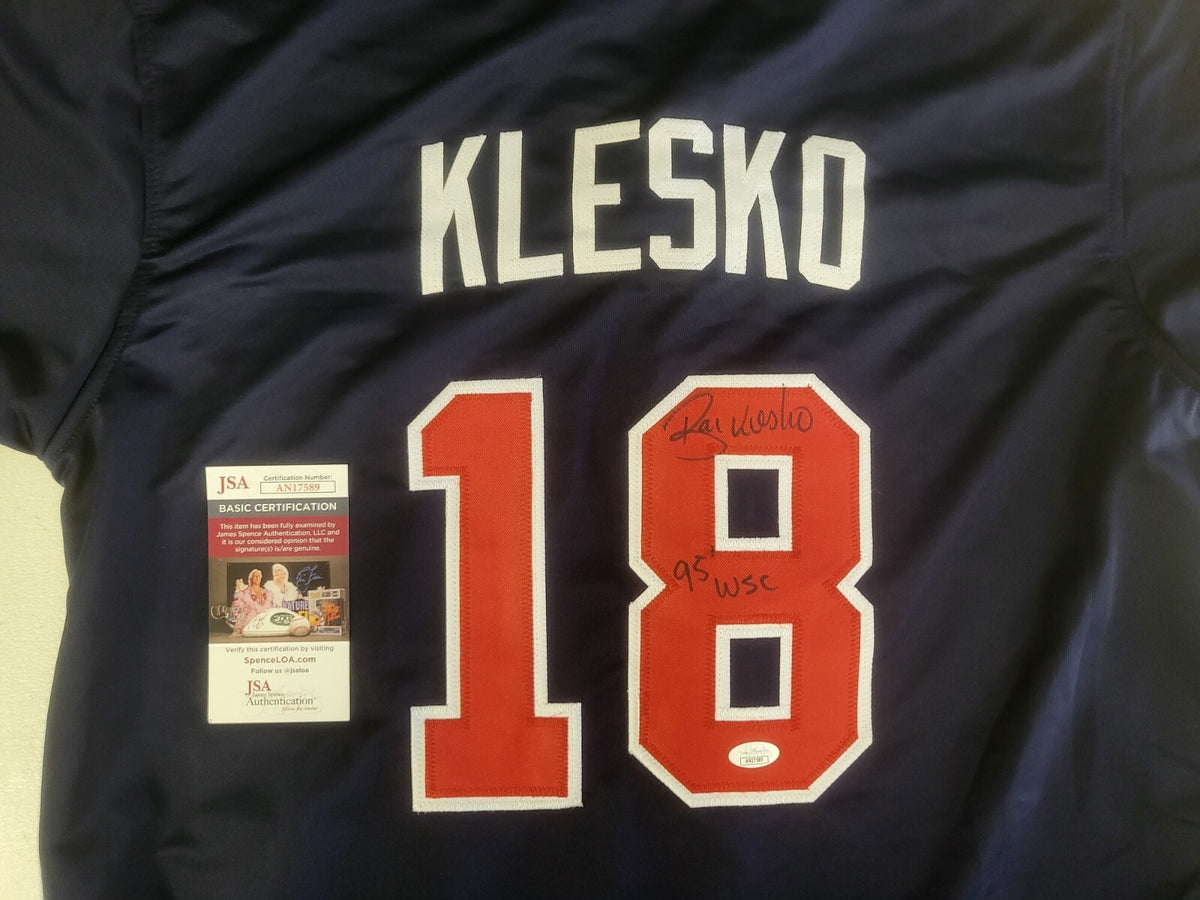 RYAN KLESKO #18 ATLANTA BRAVES 95 WSC SIGNED AUTO CUSTOM JERSEY SIZE XL JSA COA