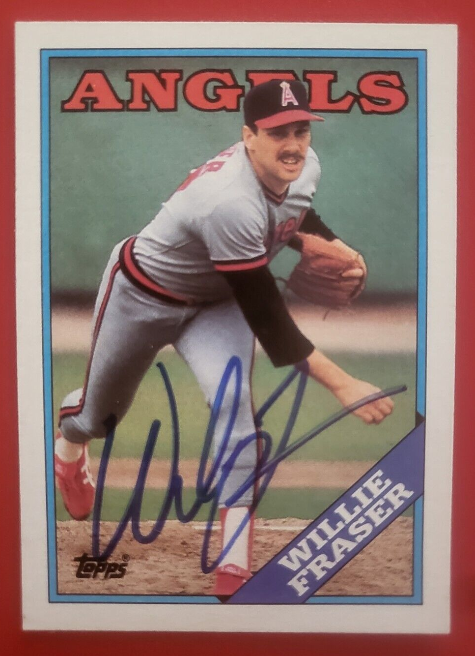1988 TOPPS WILLIE FRASER ANGELS SIGNED AUTO AUTOGRAPHED CARD #363 W/COA