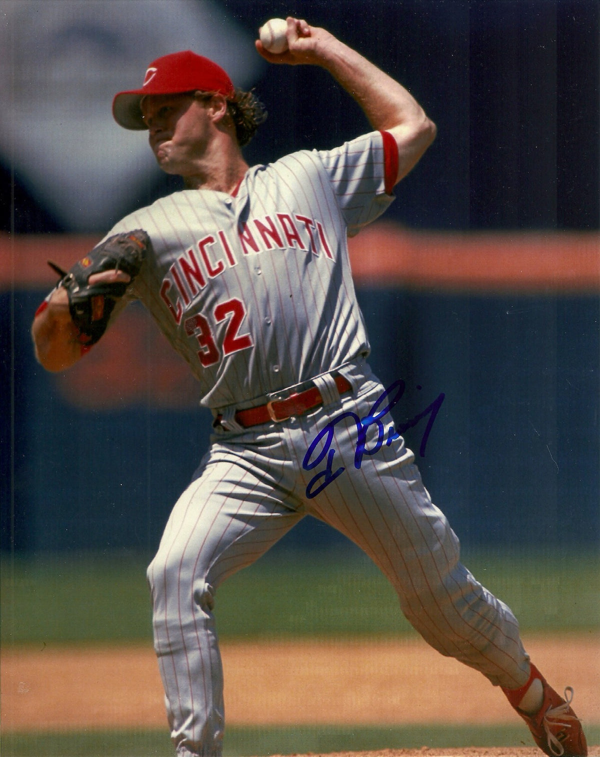 TOM BROWNING CINCINNATI REDS SIGNED AUTOGRAPHED 8x10 PHOTO W/COA ON MOUND