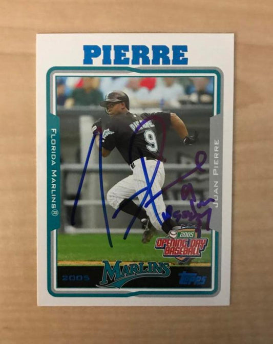 JUAN PIERRE FLORIDA MARLINS SIGNED AUTOGRAPHED 2005 TOPPS CARD #105 W/COA