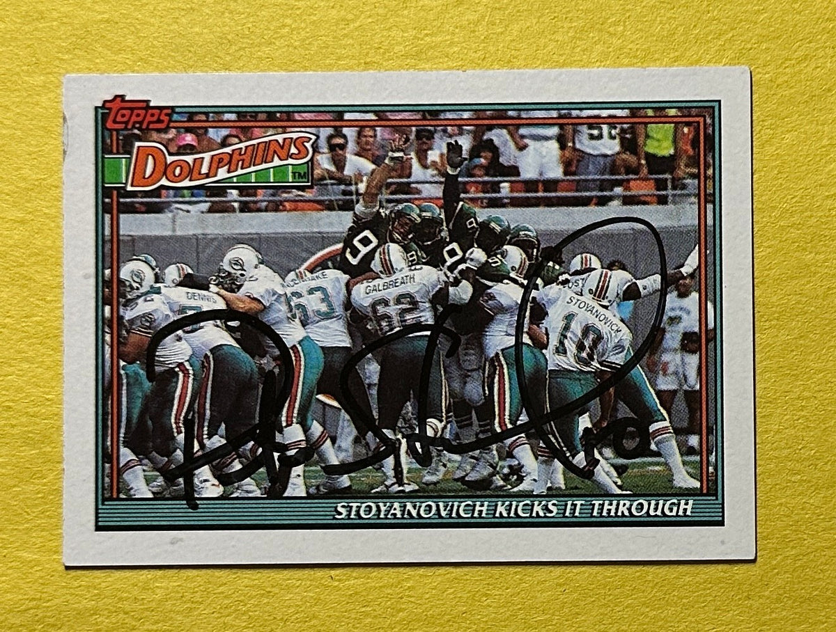 1991 TOPPS PETE STOYANOVICH SIGNED AUTOGRAPH CARD W/ COA #642 DOLPHINS