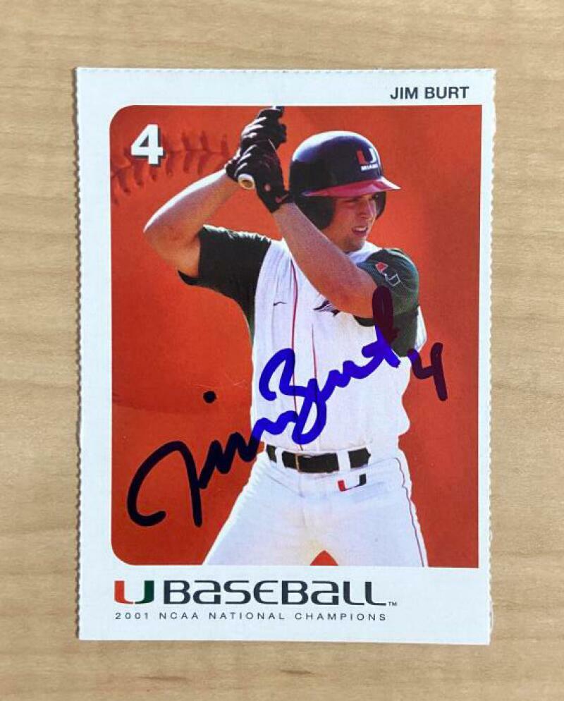 JIM BURT MIAMI HURRICANES SIGNED AUTOGRAPHED 2002 MCARTHUR DAIRY CARD #4 W/COA