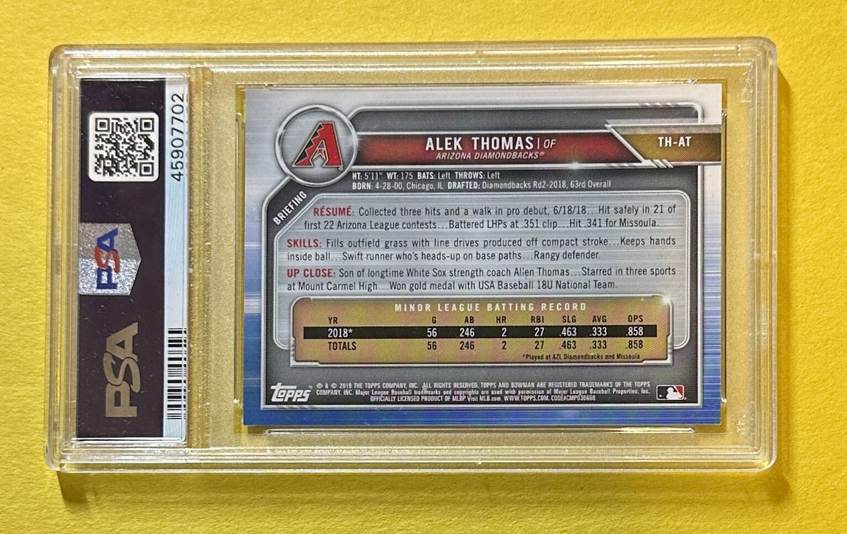 2019 TOPPS HOLIDAY ALEK THOMAS BOWMAN BLUE SNOWFLAKE /50 #TH-AT PSA GEM MT 10