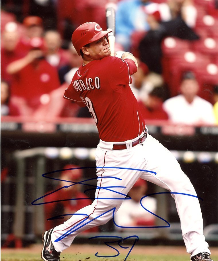 DEVIN MESORACO CINCINNATI REDS SIGNED AUTOGRAPHED 8X10 PHOTO W/COA