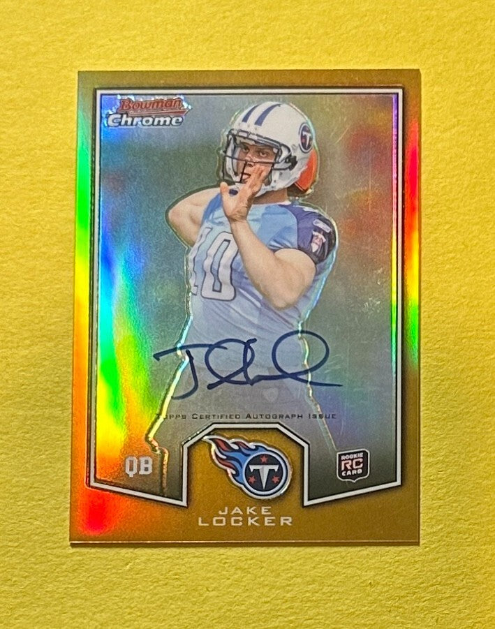 2011 BOWMAN CHROME JAKE LOCKER REFRACTOR AUTO #BCAR-2 TITANS