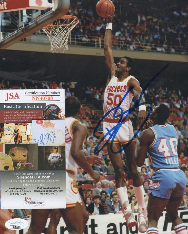 RALPH SAMPSON ROCKETS  SIGNED AUTOGRAPHED 8X10 PHOTO JSA NN40708