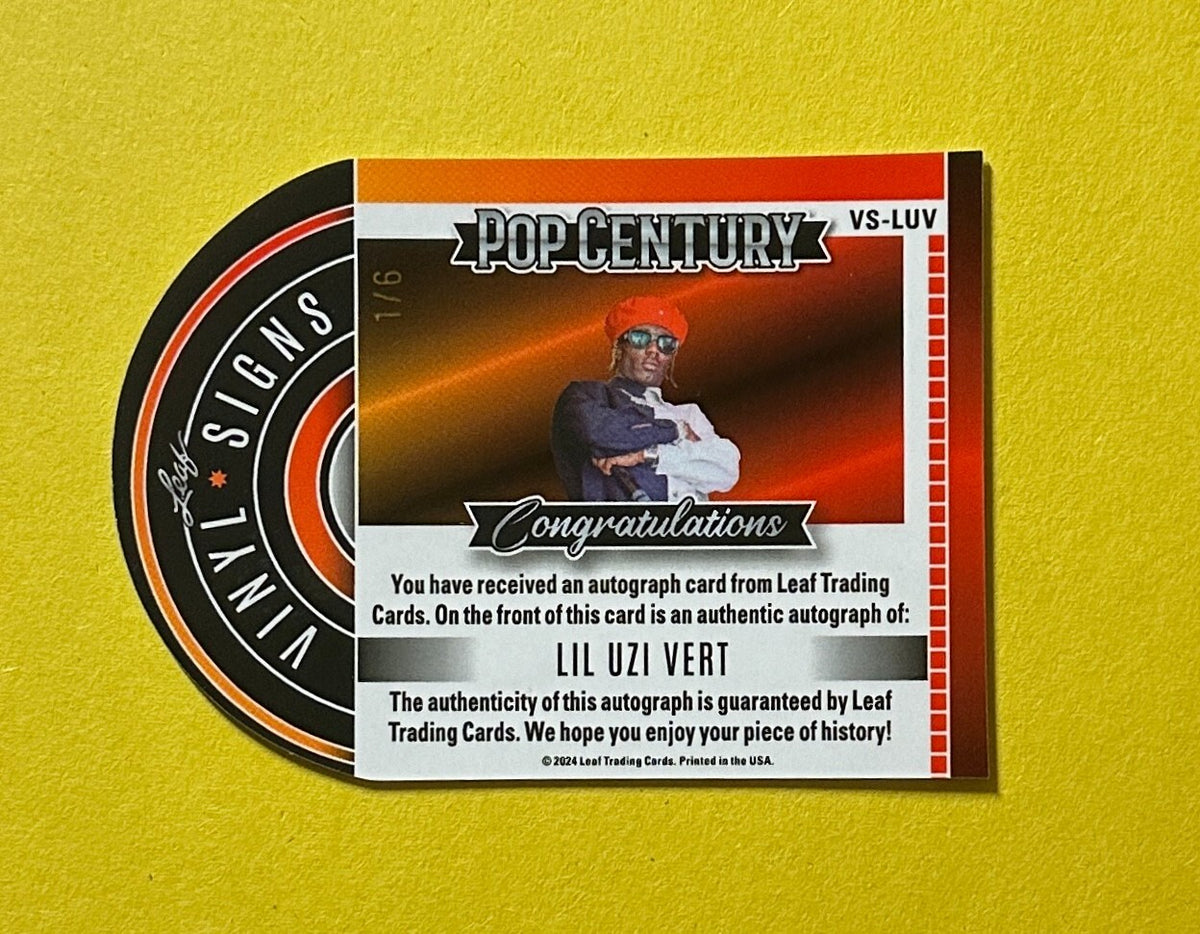 2024 LEAF POP CENTURY LIL UZI VERT VINYL SIGNS AUTOGRAPH /6 #VS-LUV