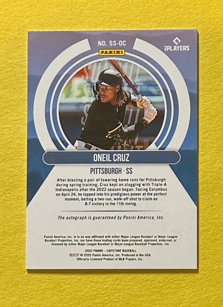 2022 PANINI CAPSTONE ONEIL CRUZ ROOKIE AUTO #SS-OC PIRATES POSSIBLE AUTO ERROR?