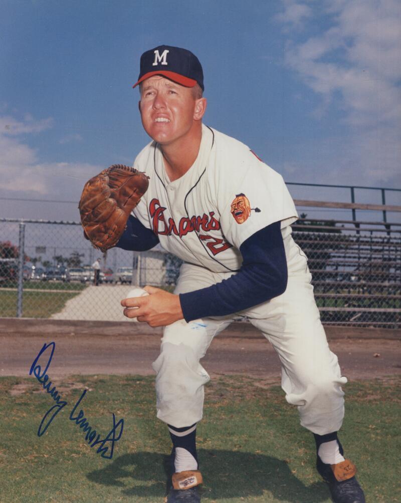 DENNY LEMASTER BRAVES SIGNED AUTOGRAPHED 8X10 PHOTO W/ COA 