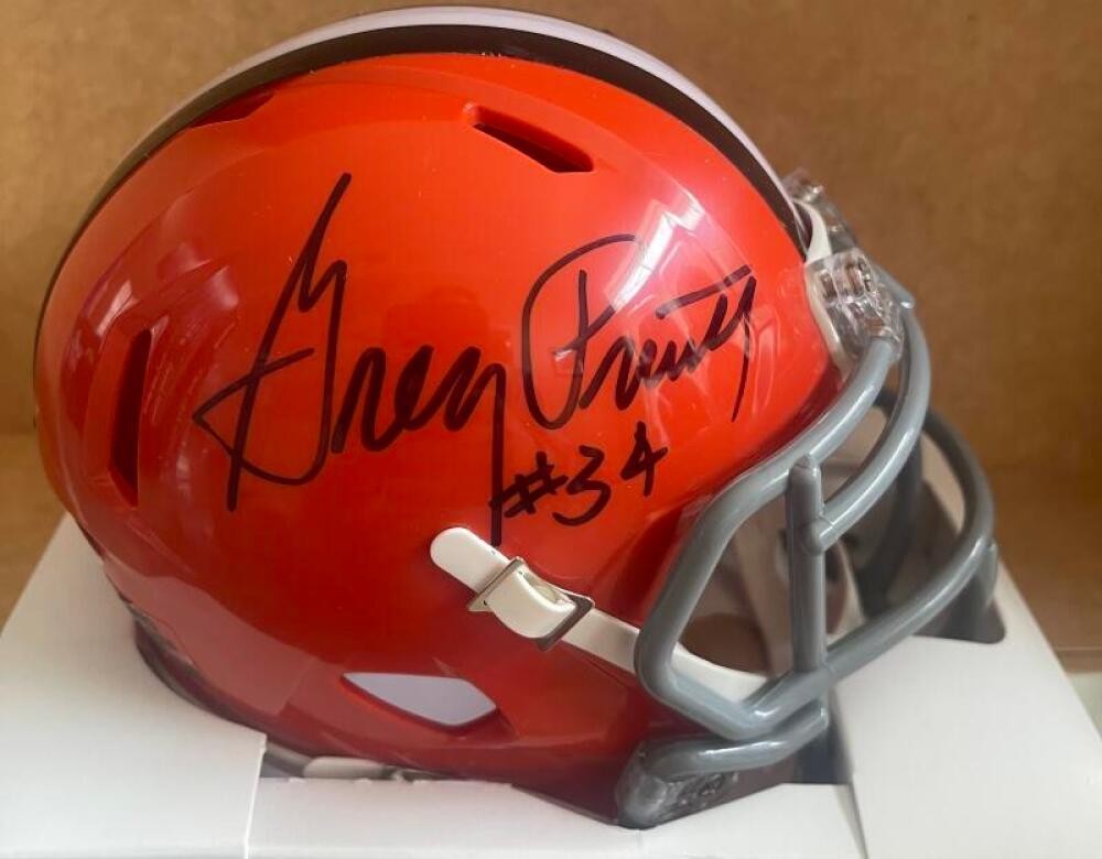 GREG PRUITT #34 BROWNS SIGNED AUTO MINI HELMET JSA AUTH