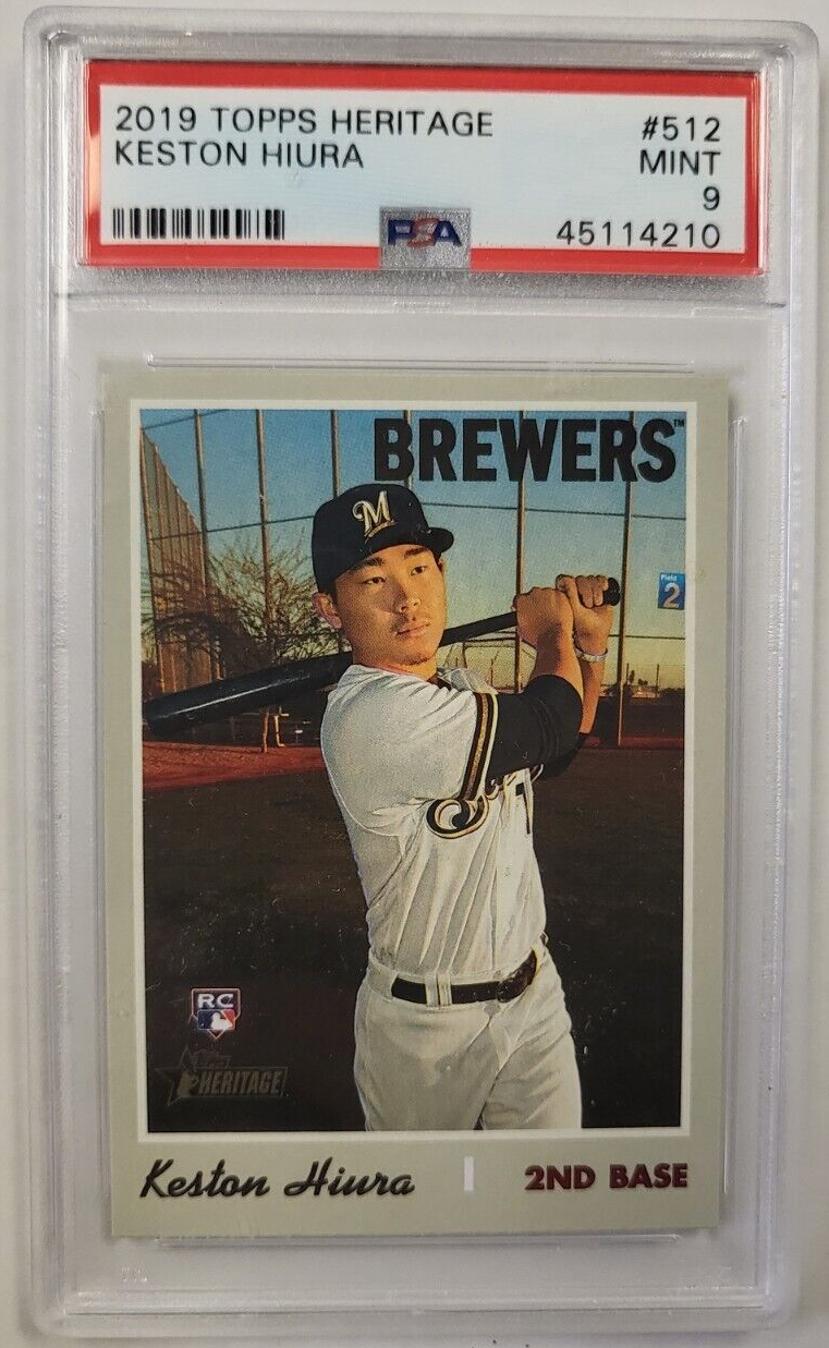 2019 TOPPS HERITAGE KESTON HIURA #512 ROOKIE CARD PSA 9