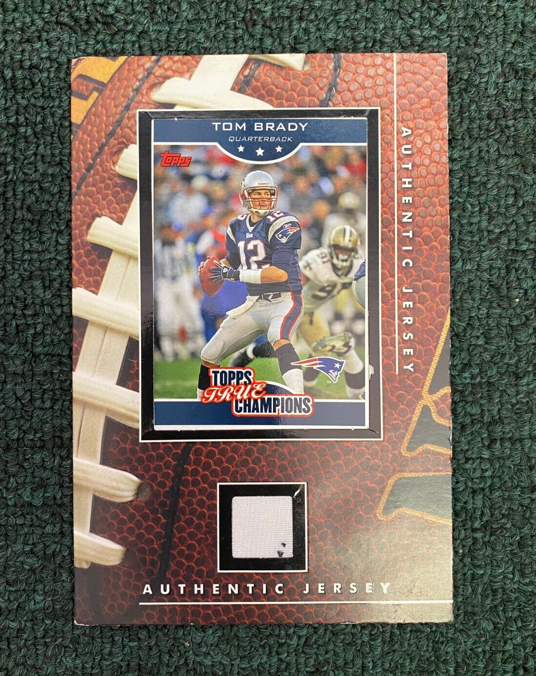 TOM BRADY TOPPS RARE CHAMPIONS JUMBO JERSEY RELIC CARD RARE