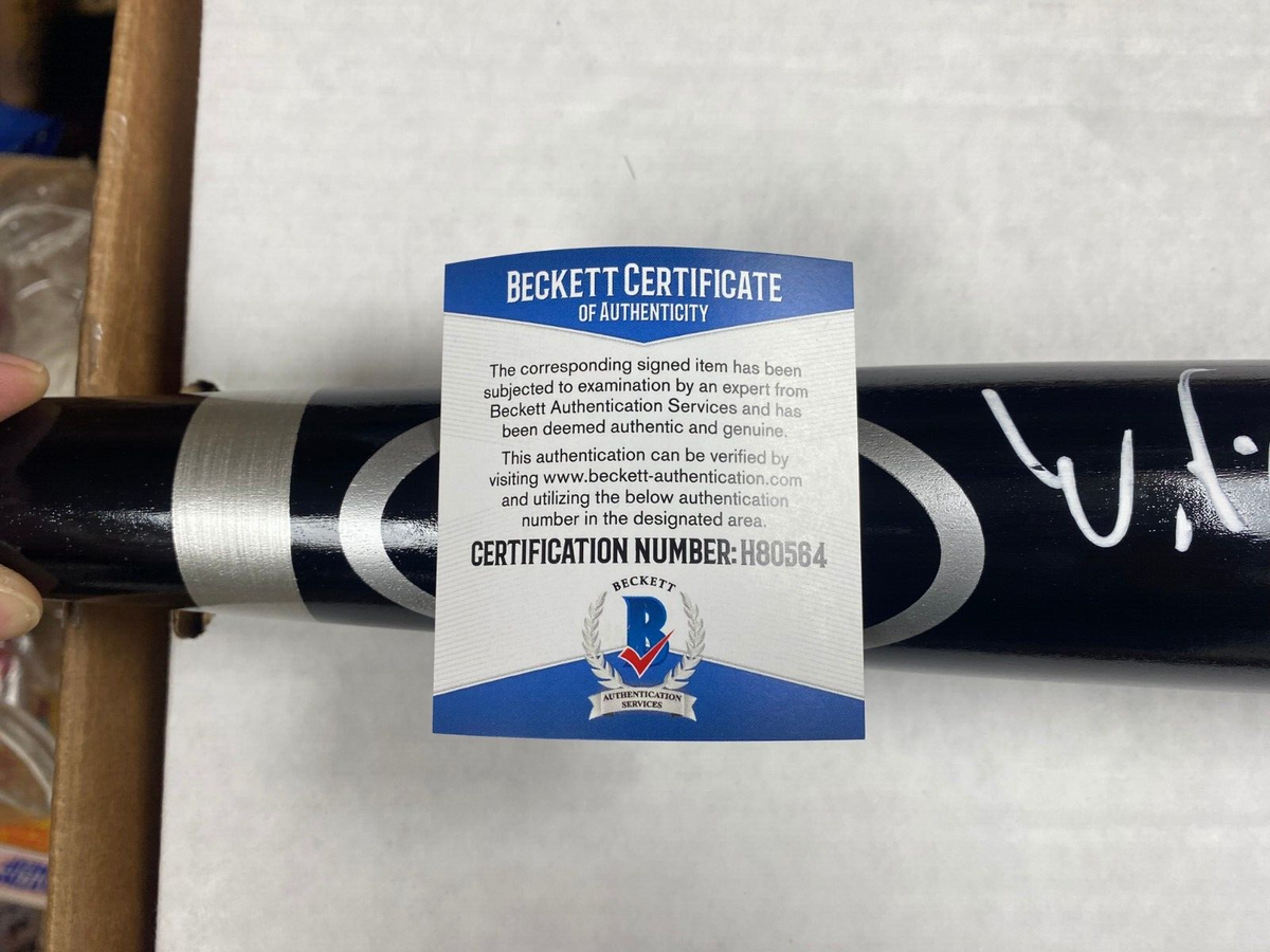 WANDER FRANCO TB RAYS SIGNED AUTOGRAPHED RAWLINGS ENGRAVED BLACK BAT BECKETT *