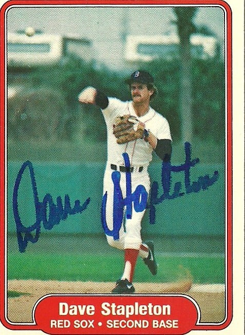 DAVE STAPLETON BOSTON RED SOX SIGNED AUTOGRAPHED 1982 FLEER CARD #308 W/COA