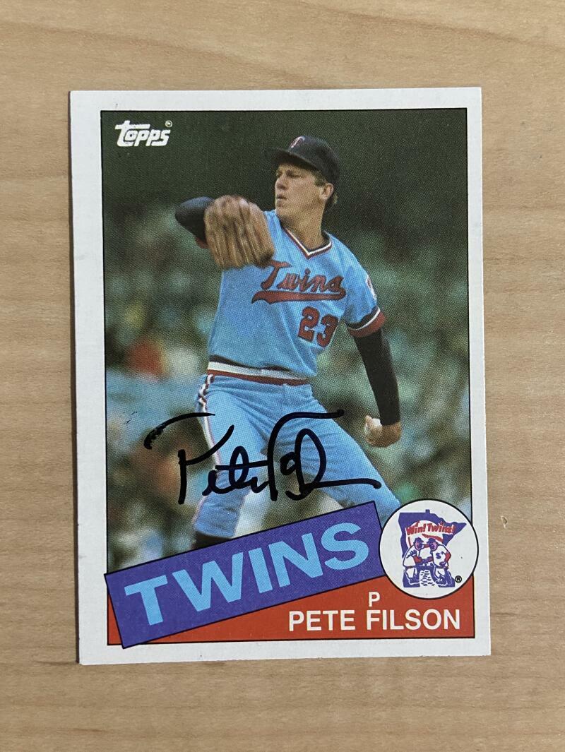 PETE FILSON MINNESOTA TWINS SIGNED AUTOGRAPHED 1985 TOPPS CARD #97 W/COA