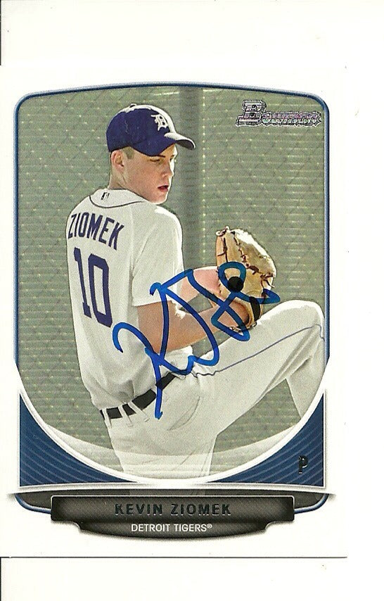 KEVIN ZIOMEK DETROIT TIGERS SIGNED AUTO 2013 BOWMAN CARD #BDPP29 W/COA