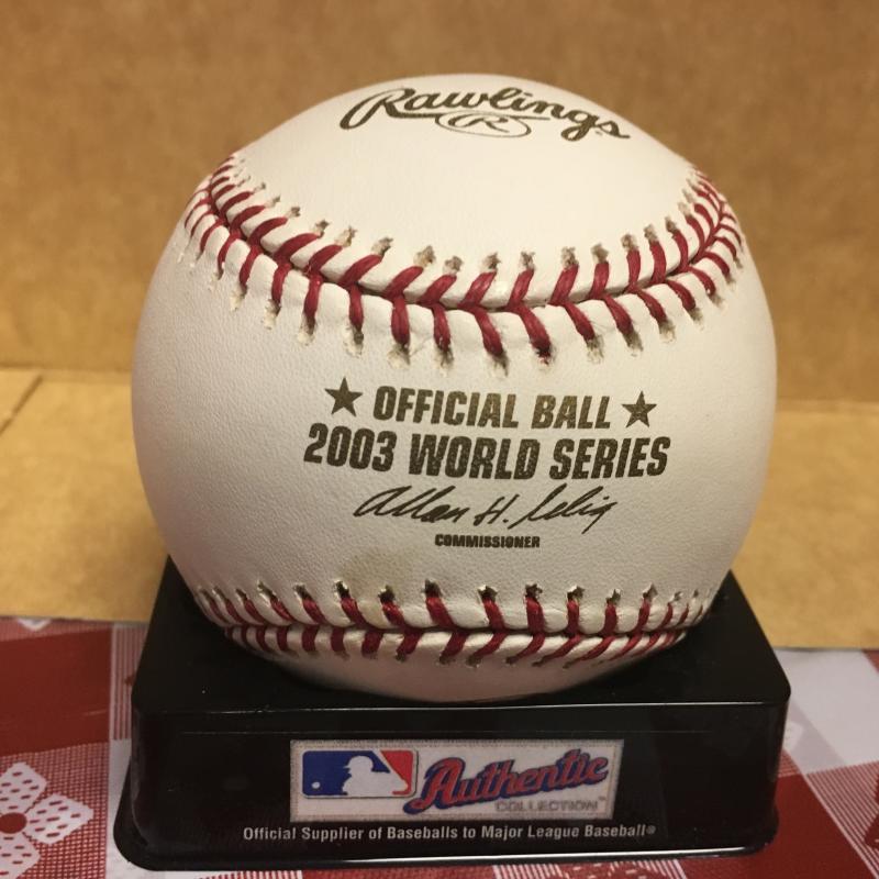 CHAD FOX MARLINS 2003 W.S. BALL  M.L. SIGNED BASEBALL W/COA