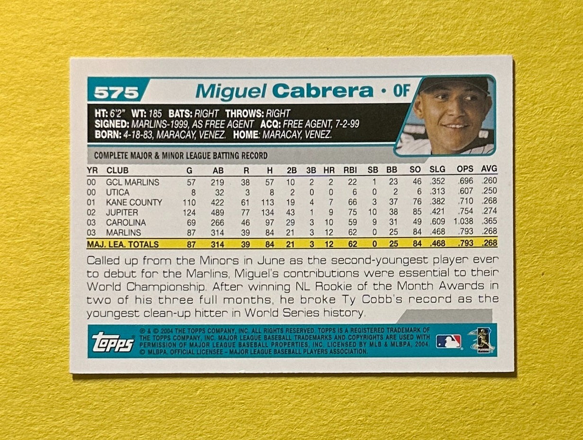 2004 TOPPS MIGUEL CABRERA #575 MARLINS
