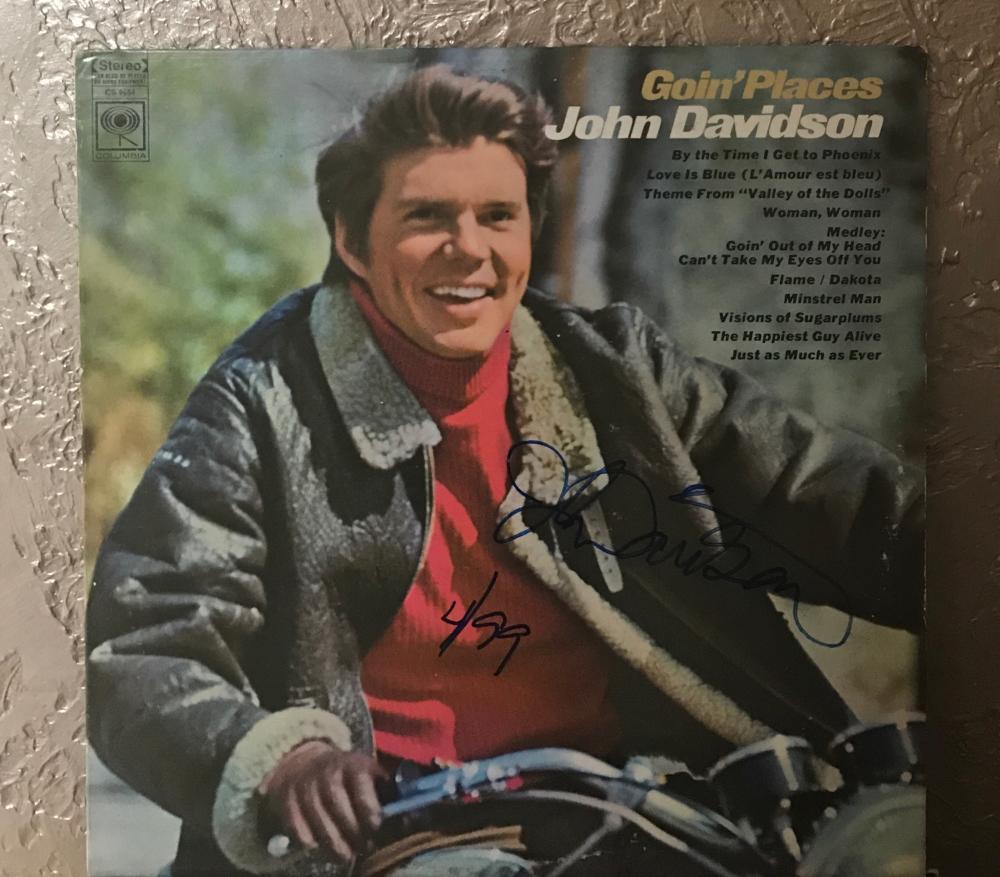 JOHN  DAVIDSON  GOIN' PLACES SIGNED 1997  VINYL RECORD ALBUM B W/COA