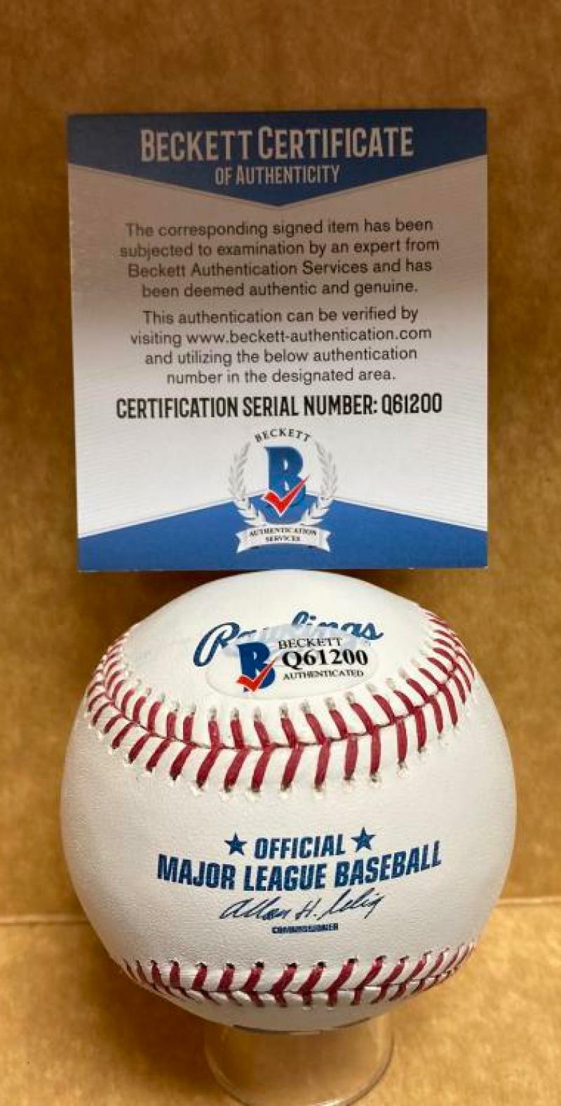 MATT HERGES GIANTS/DODGERS/INDIANS SIGNED AUTO M.L. BASEBALL BECKETT Q61200