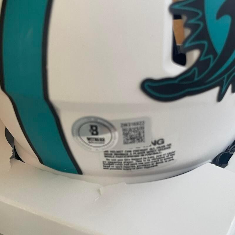 DE'VON ACHANE MIAMI DOLPHINS SIGNED AUTO LUNAR MINI HELMET BECKETT AUTHENTICATED