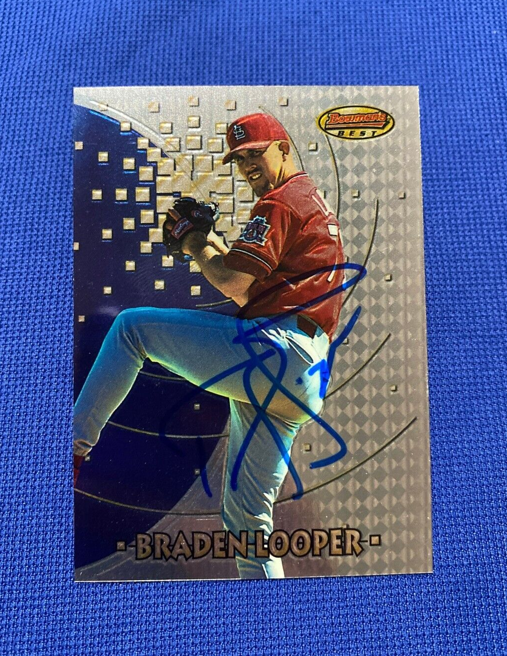 1997 BOWMAN BEST BRADEN LOOPER PHILLIES SIGNED AUTOGRAPH AUTO #172 CARD W/COA