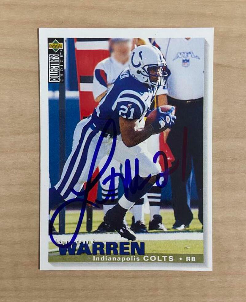 LAMONT WARREN INDIANAPOLIS COLTS SIGNED 1995 UPPER DECK CARD #U182 W/COA