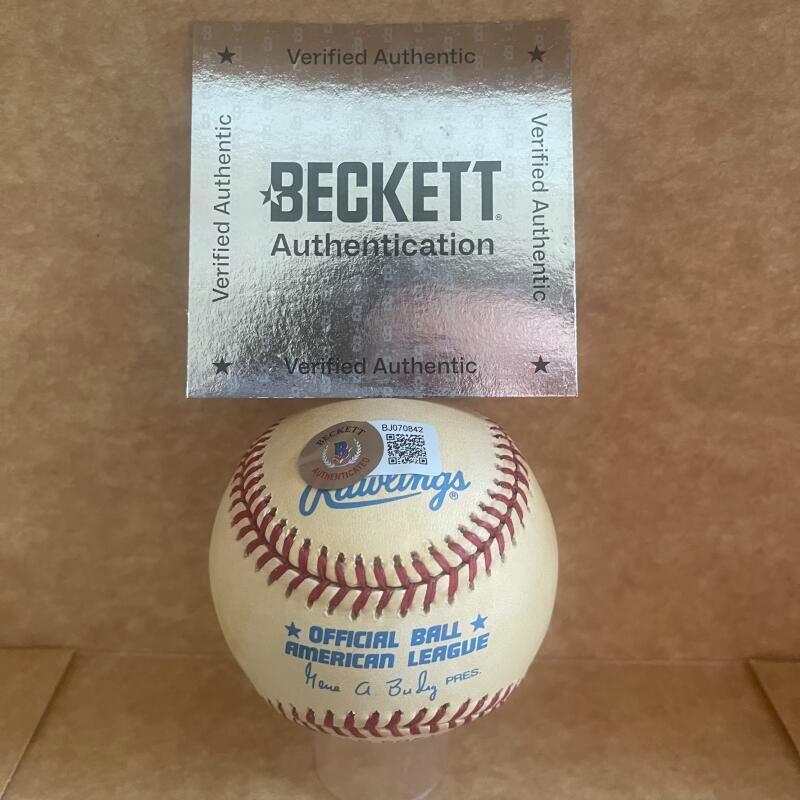 PHIL RIZZUTO YANKEES SIGNED AUTO A.L. BASEBALL BECKETT AUTH