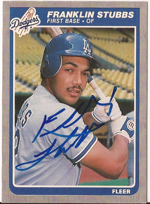 FRANKLIN STUBBS LOS ANGELES DODGERS SIGNED AUTOGRAPHED 1985 FLEER CARD #386 COA