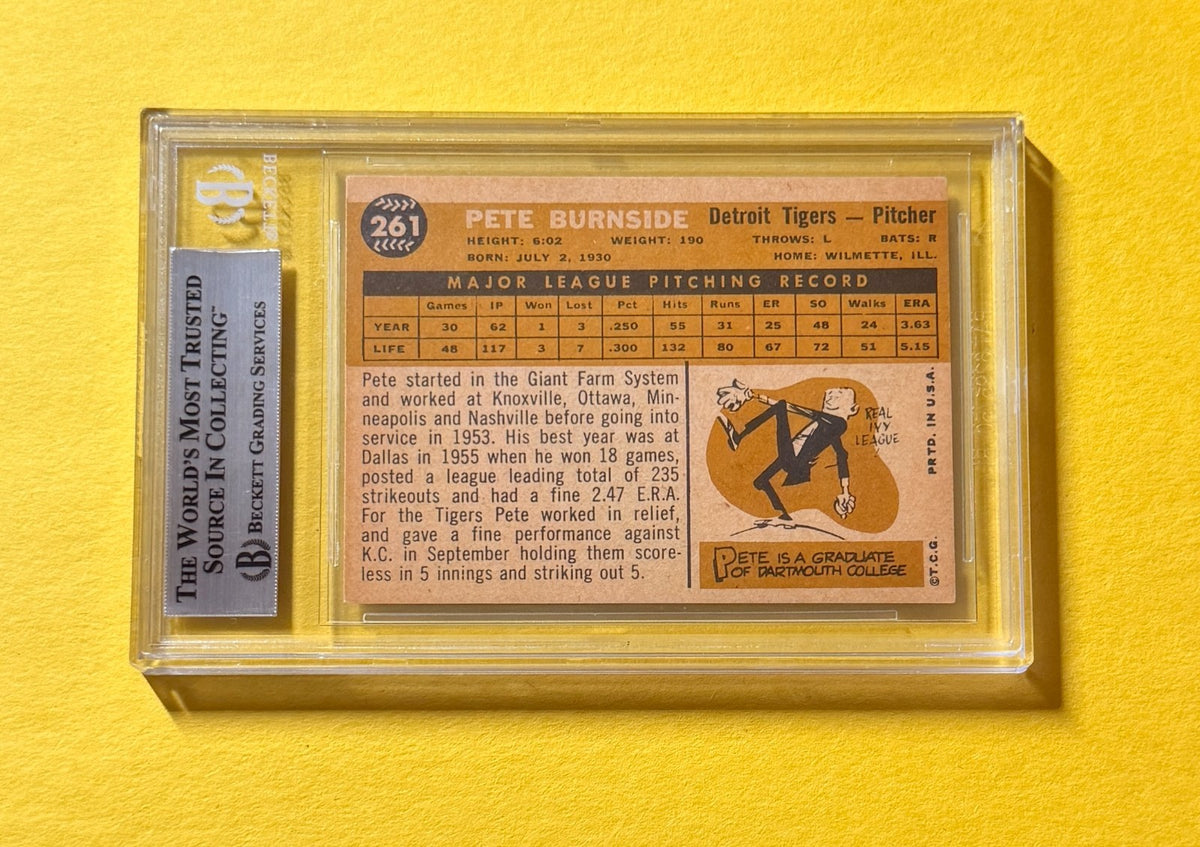 1960 TOPPS PETE BURNSIDE #261 SIGNED AUTO CARD BECKETT AUTHENTIC TIGERS