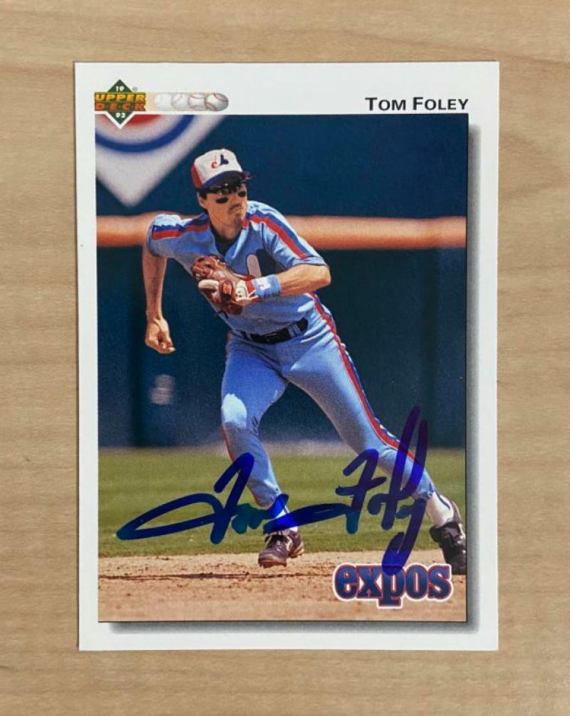 TOM FOLEY MONTREAL EXPOS SIGNED AUTOGRAPHED 1992 UPPER DECK CARD #492 W/COA 