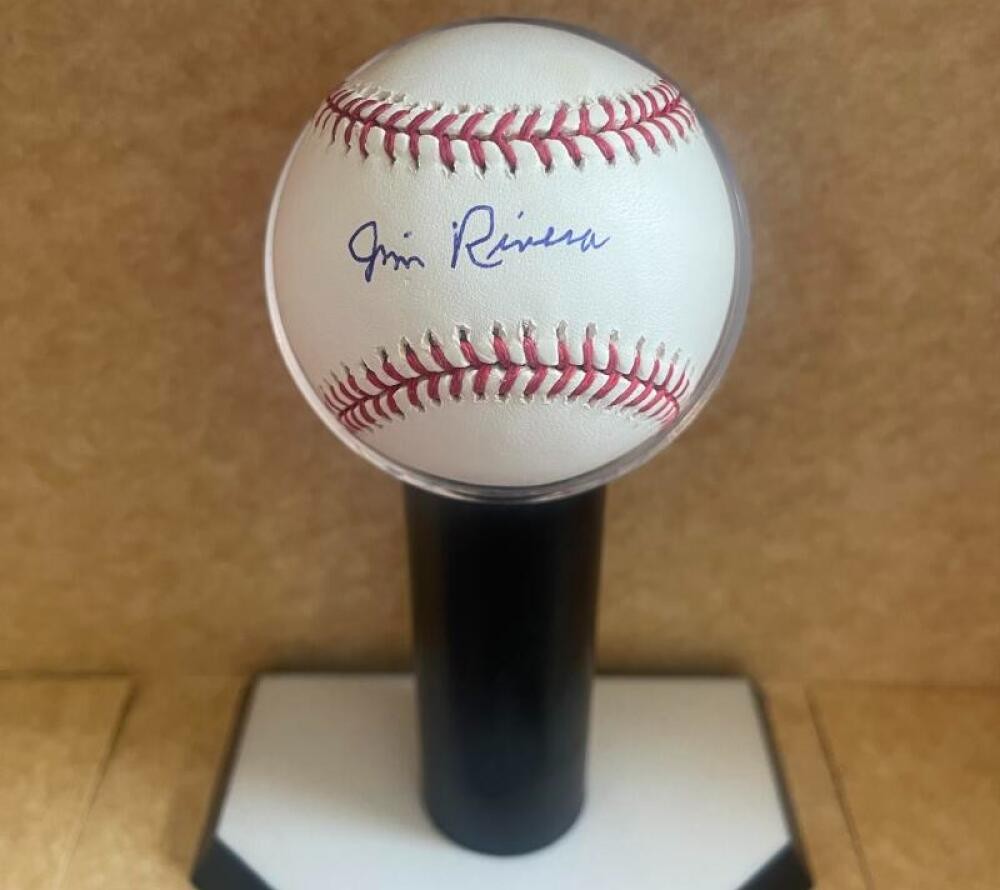 JIM RIVERA BROWNS/WHITE SOX  SIGNED AUTOGRAPHED M.L. BASEBALL BECKETT AUTH