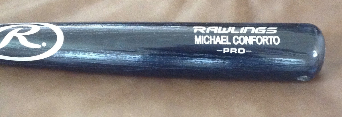 MICHAEL CONFORTO NEW YORK METS UNSIGNED RAWLINGS PRO  ENGRAVED BAT BLACK
