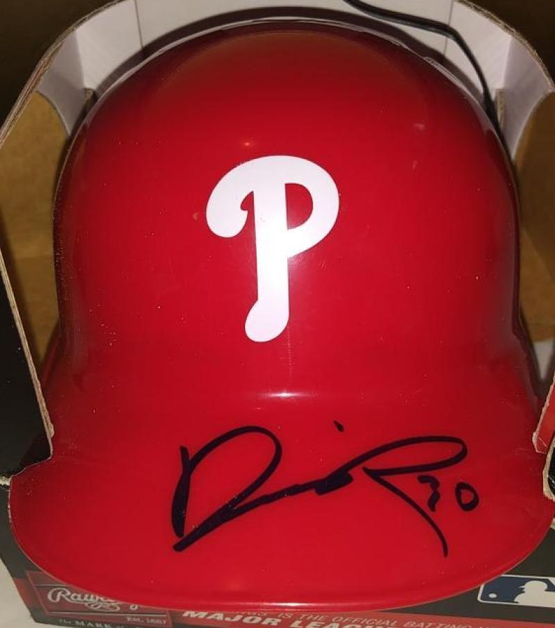 DARICK HALL PHILLIES SIGNED AUTO ROOKIE YEAR RAWLINGS MINI HELMET BECKETT R14012