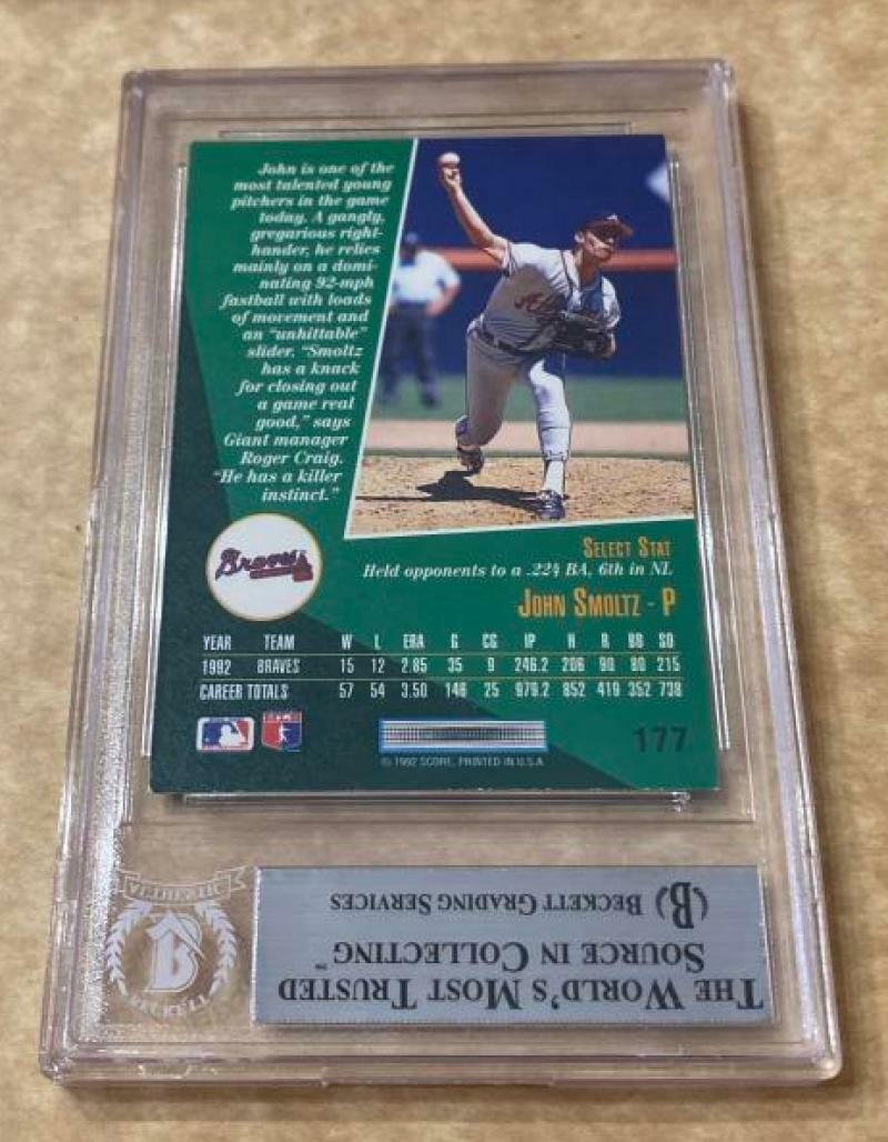 1993 SELECT JOHN SMOLTZ BRAVES SIGNED CARD BECKETT AUTHENTIC AUTOGRAPHED