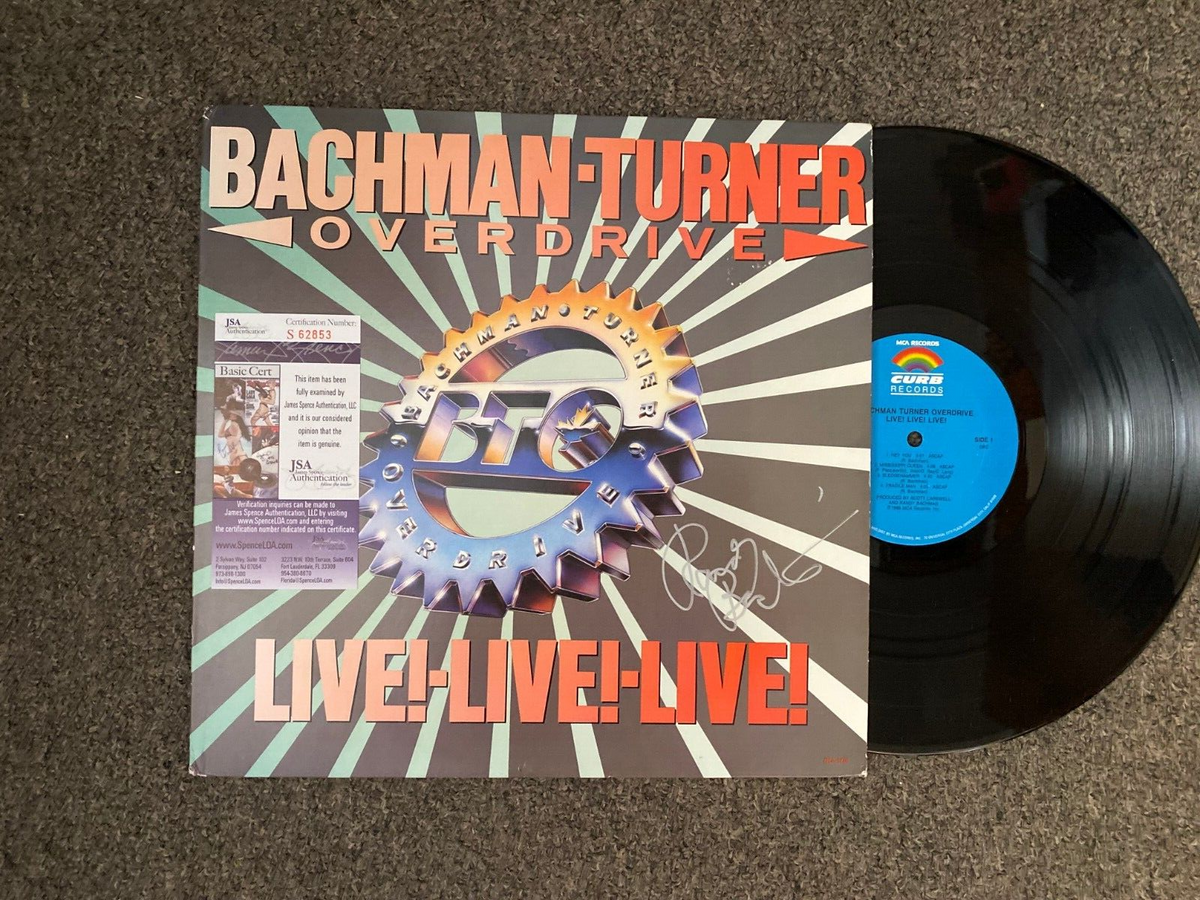 RANDY BACHMAN LIVE-LIVE-LIVE SIGNED BACHMAN-TURNER OVERDRIVE ALBUM COVER JSA