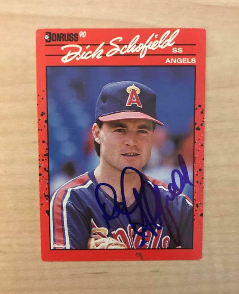 DICK SCHOFIELD CALIFORNIA ANGELS SIGNED AUTOGRAPHED 1990 DONRUSS CARD #288 W/COA