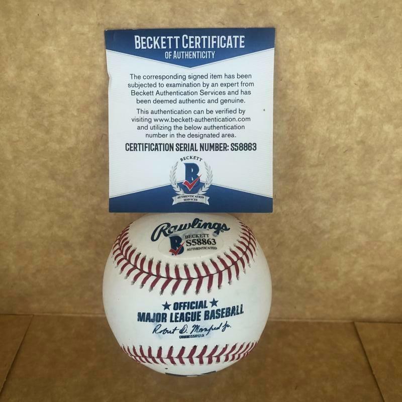 MIKE FOLTNEWICZ ASTROS/BRAVES SIGNED AUTOGRAPHED M.L. BASEBALL BECKETT S58863