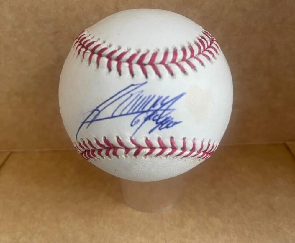 MELVIN MORA ORIOLES/METS SIGNED AUTOGRAPHED M.L. BASEBALL BAS AUTH