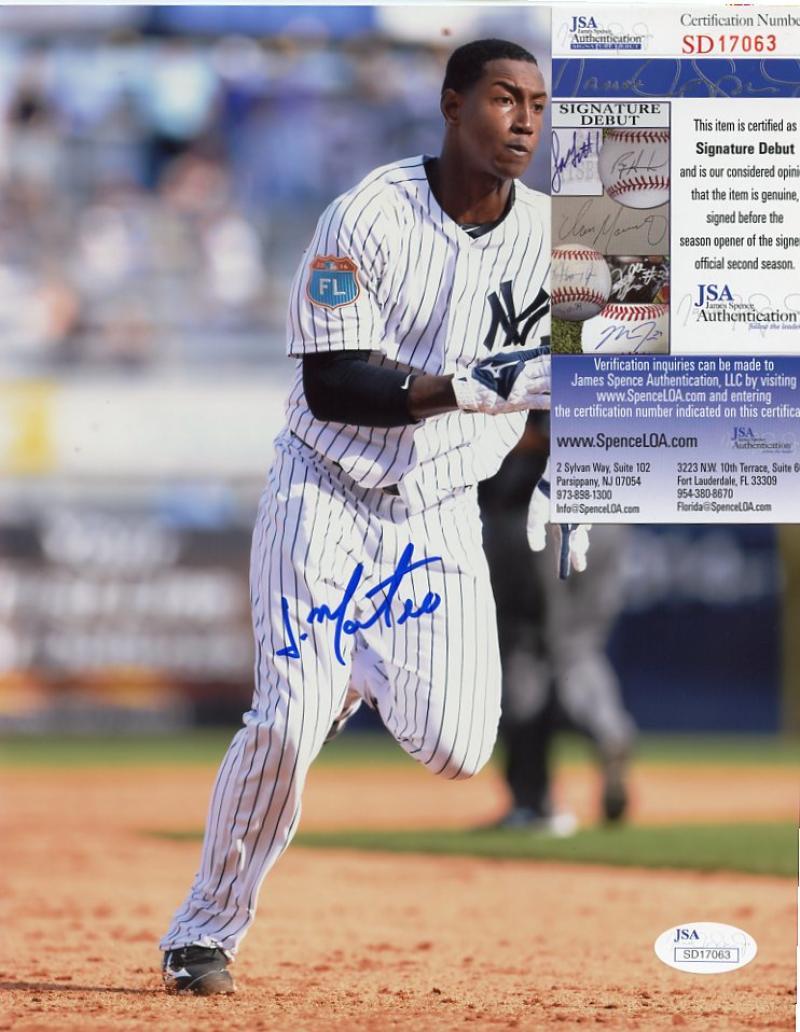 JORGE MATEO RUNNING NEW YORK YANKEES SIGNATURE DEBUT SIGNED 8X10 JSA SD17063