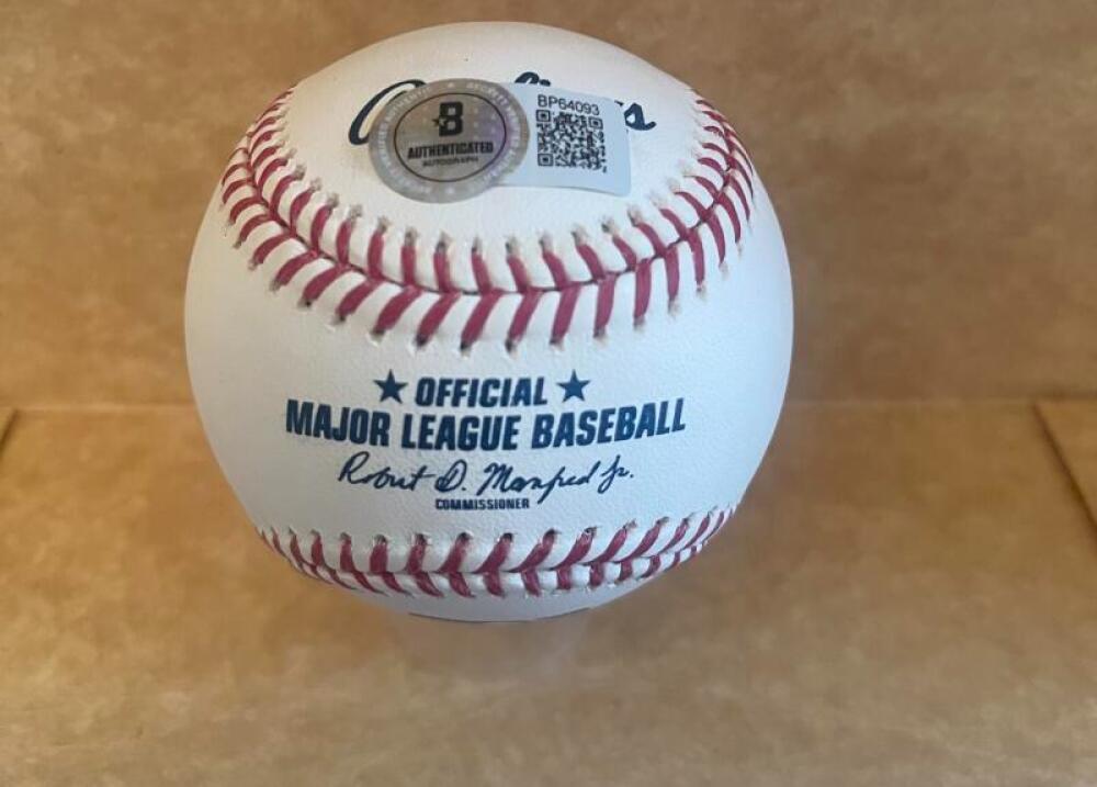 FRANK LINZY GIANTS/PHILLIES SIGNED AUTO M.L. BASEBALL BECKETT AUTH