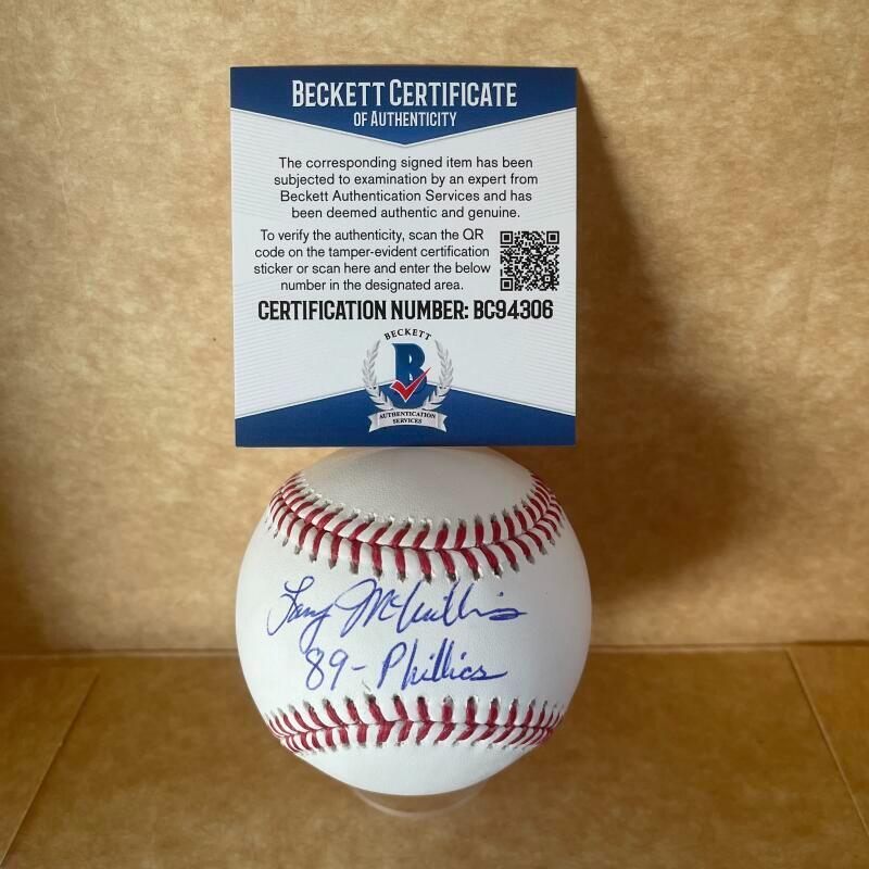 LARRY MCWILLIAMS 89-PHILLIES SIGNED AUTOGRAPHED M.L. BASEBALL BECKETT