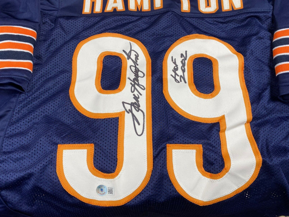 DAN HAMPTON CHICAGO BEARS #99 HOF 2002 SIGNED AUTOGRAPHED CUSTOM JERSEY BECKETT