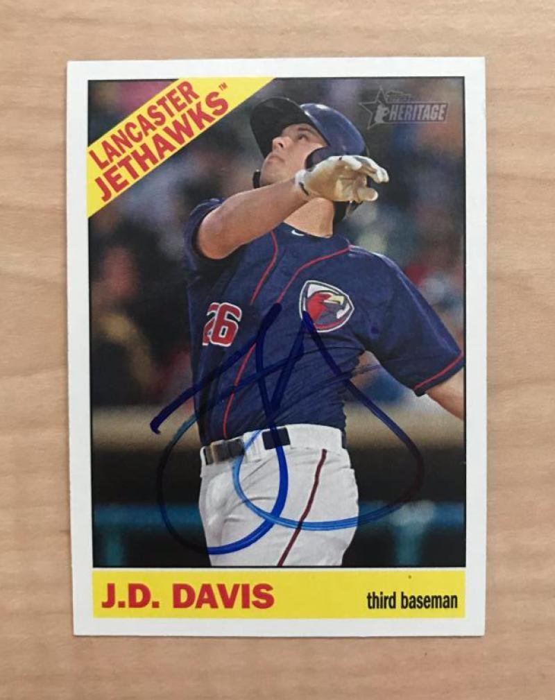 J.D. DAVIS LANCASTER JETHAWKS SIGNED AUTOGRAPHED 2015 TOPPS CARD #66 W/COA