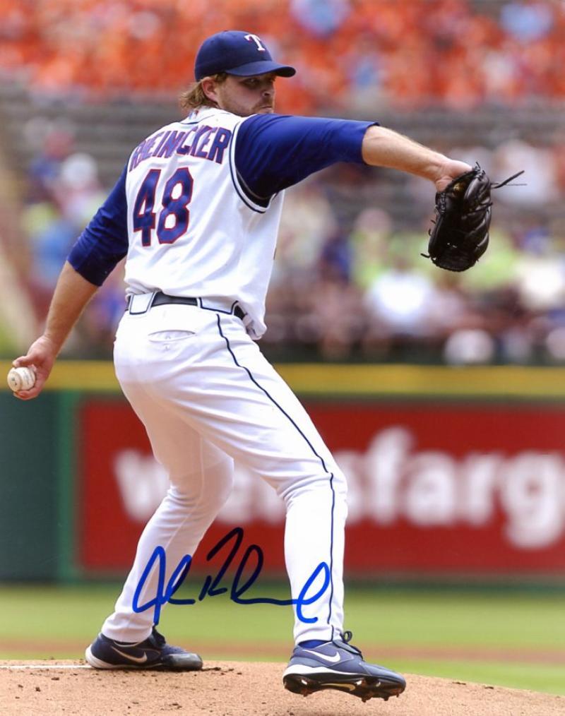 JOHN RHEINECKER TEXAS RANGERS ACTION SIGNED AUTOGRAPHED 8X10 PHOTO W/COA